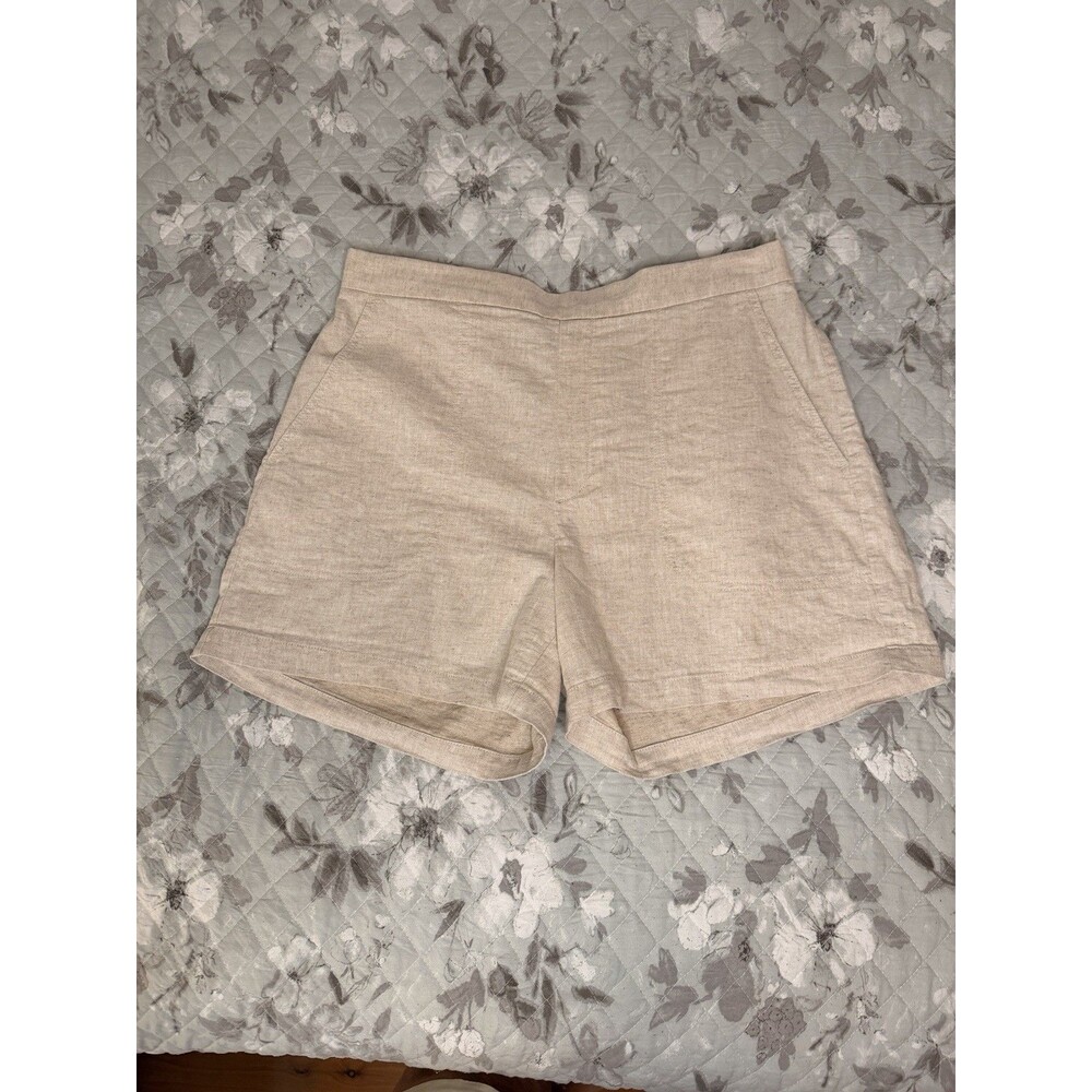 Banana Republic Womens Linen Blend Shorts Beige Oatmeal Elastic Waist Size L